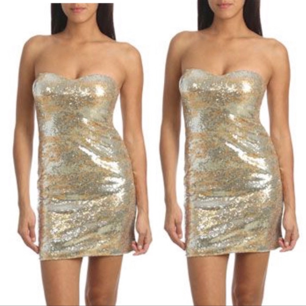 Arden B Gold Sequins Party Dress
